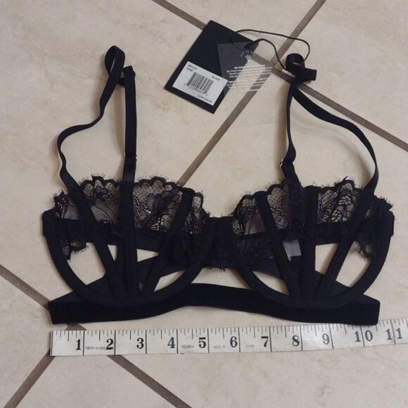 NWT Thistle and Spire Sidney Open Cup Bra Black 32DD - Picture 3 of 14